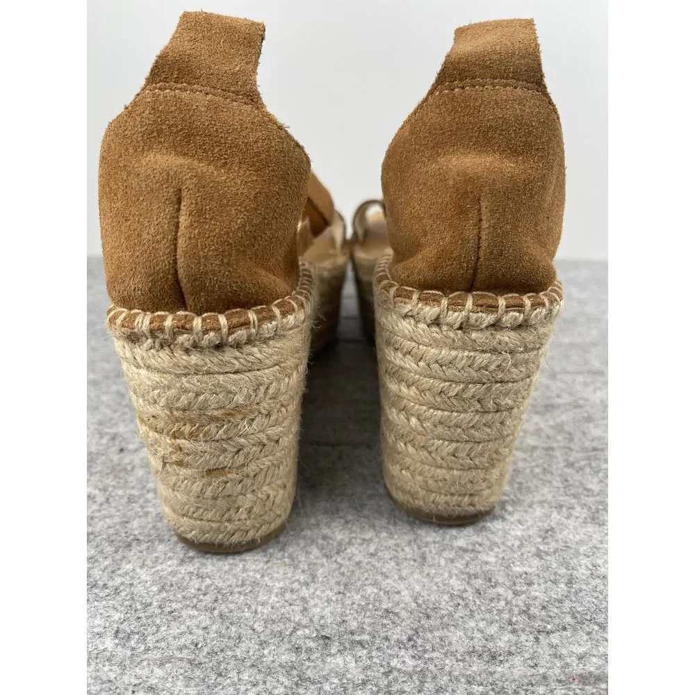 Soludos‎ Womens Tan Suede Espadrille Platform Wedge Sandals Size 6.5 EU 37